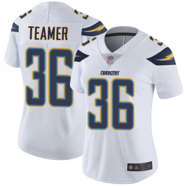 Los Angeles Chargers NFL Football Roderic Teamer White Jersey Women Limited  #36 Road Vapor Untouchable->youth nfl jersey->Youth Jersey